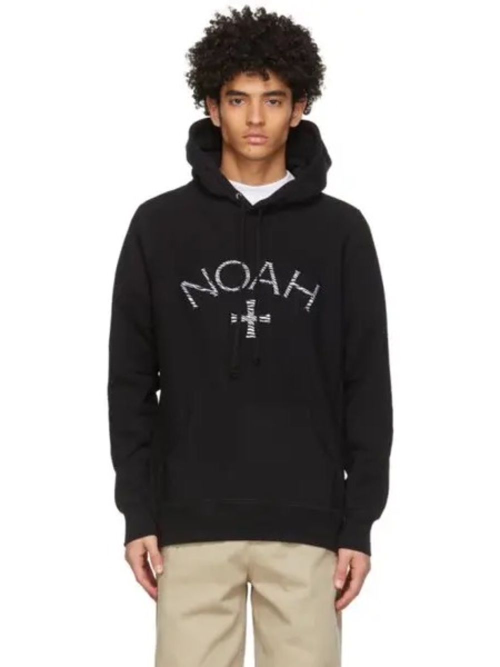 NOAH NYC Tonal Core Logo Cross Black Hoodie Made in Canada L